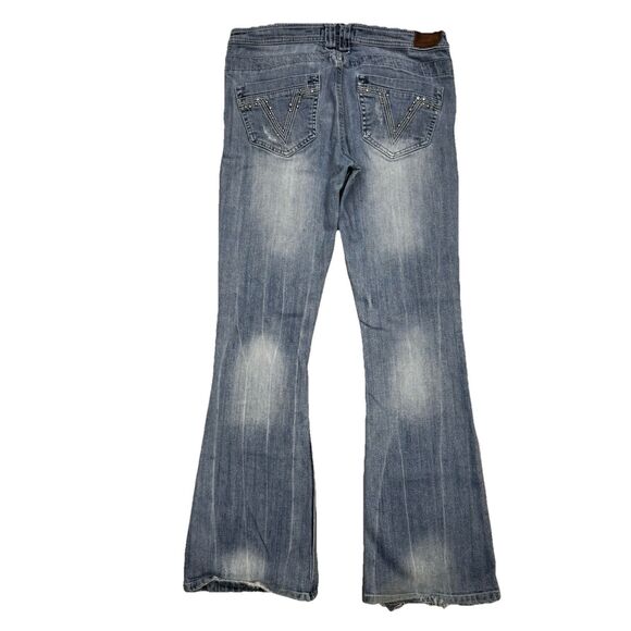 Vigoss Bootcut Jeans Juniors 9 Distressed Low Waist Blue Denim Measures 30 x 29 - Picture 2 of 10